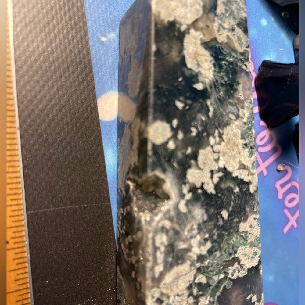 Multicolored druzy moss agate 5.5 “ tower